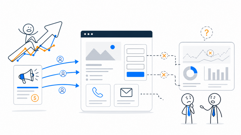 Paid traffic flowing to a landing page before user actions are properly tracked - Marketing Lab - Web Idea US